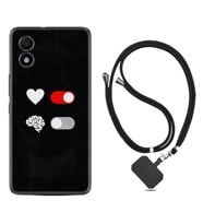 TCL 303 Kılıf Silikon Boyun Askılı İpli Desenli Silikon Love Brain 1722