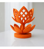 3D Baskı Lotus Çiçeği Mumluk - Dekoratif Tealight Mumluk-Turuncu