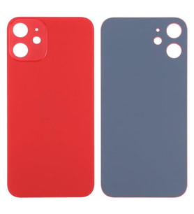 Apple iPhone 12 Mini Uyumlu Logolu Arka Pil Batarya Kapağı - LENS HARİÇ (Kırmızı)