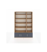 Arges Dolap 10 Raflı 3 Kapaklı 132x30x195 Çam-Antrasit/Çam