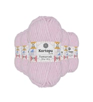 Northcity Yumurcak Kadife El Örgü İpi Toz Pembe – 5'li Paket, Şık Örgü İşi İçin İdeal