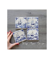 bilge tasarım Stone Decor Taş Bardak Altlığı 4'lü Set 10x10x1 Cm desenli