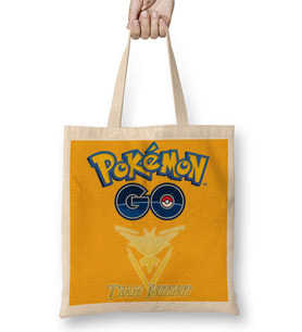 Pokemon Go Team İnstinct Bez Çanta Uzun Saplı