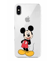 Apple iPhone XS Uyumlu Kamera Korumalı Tıpalı Kapak Mickey Mouse TasarımlıŞeffaf Kılıf