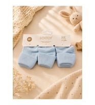 Bebitof 3 Çift Bebek Pamuklu Kıvırmalı Soket Çorap Mavi BBTF.414.ÇRP.MAV