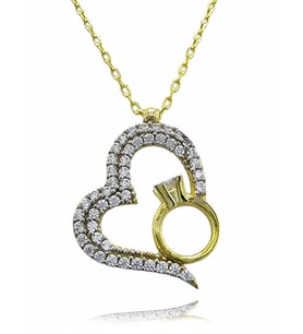 Kalpli Tektaş 18K Altın Kaplama Kolye (Karışık)