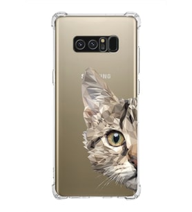 Samsung Galaxy Note8  Köşe Korumalı Antişok Kapak Catface Tasarımlı Şeffaf Silikon Kılıf