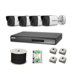 Hikvision 2mp Mikrofonlu 4 Kameralı 1 tb Disk Tak Çalıştır Hazır Ip Kamera Seti