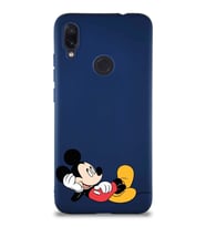 Xiaomi Redmi Note 7 Soft Premier Kapak Mickey Mouse-F Tasarımlı Silikon Kılıf - Lacivert (Şeffaf)