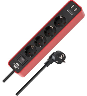 Brennenstuhl 2 X USB Hızlı Şarj Özellikli 4 Soketli Priz Kırmızı
