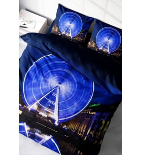 London Eye 3d Pamuk Saten Çift Kişilik Nevresim Takımı