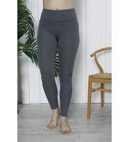 Kadın Yüksek Bel Toparlayıcı Tayt Kaşkorse Fitilli Polyester BORDO (Antrasit)