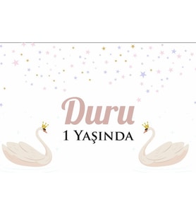 Kuğu Temalı Doğum Günü Afişi 35X50 cm