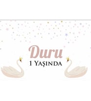 Kuğu Temalı Doğum Günü Afişi 35X50 cm