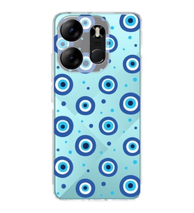 PrintiFy Tecno Spark Go 2023 ile Uyumlu Nazar Boncuğu 1 Baskılı Kamera Korumalı Şeffaf Silikon Kılıf
