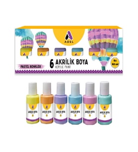 Akrilik Boya Pastel Renkler 6 Renk (6x60 ml) 1 Paket Adel Akrilik Boya Pastel Renkler 6x60 ml 1 Paket (Karışık)