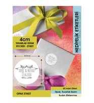 Çiçek Desenli Etiket Modeli, Düğün Hediyelik Etiket 5cm - 40 Adet Opak Sticker
