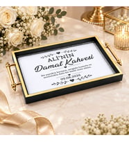 BK Gift Kişiye Özel Siyah&Gold Söz Nişan Tepsisi-1 - 39x23 cm