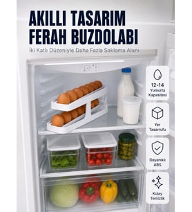 Buzdolabı Yumurta Düzenleyici İki Katlı Kayar Raylı Yumurta Organizeri