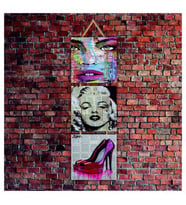 Cakatablo Marilyn Monroe Kırmızı Ayakabı  3-Parça MDF Tablo