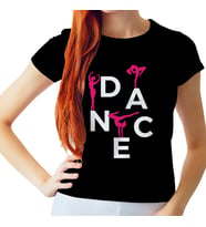 Dance Temalı Regular Kalıp Siyah Kadın Tişört