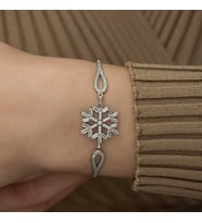 ?Gümüş Baget Taşlı Kar Tanesi Bileklik