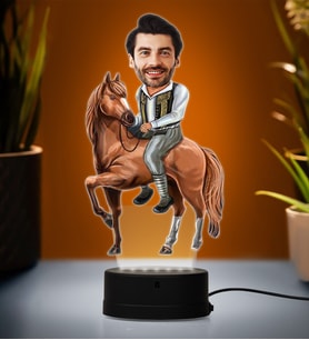 Doğum Günü Hediyesi,Sevgiliye Hediye, Kişiye Özel Fotoğraflı Seyis Karikatür 3D Led Lamba (Beyaz)