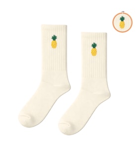 Ananas Nakışlı unisex Açık Sarı Çorap