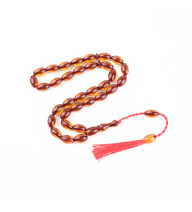Sıkma Kehribar Beyzi Kesim 9x14mm Tesbih