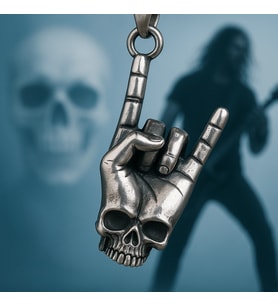 Paslanmaz Çelik, Heavy Metal Gitarcı Hard Rock Metal El Kuru Kafa Kolye
