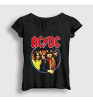 Presmono Kadın Siyah Highway To Hell Cover AC/DC T-Shirt 6387tt
