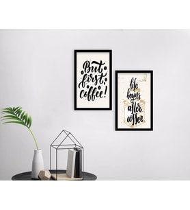BK Home Coffee Tasarımlı Dekoratif 2'li Ahşap Siyah Çerçeveli Tablo-5