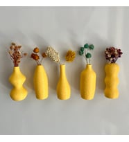 Miniflora - 5'li Magnetli Mini Vazo - Sarı Renk Buzdolabı Süsü