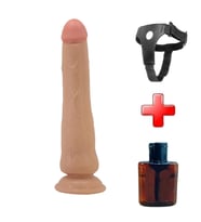 Lilitu Shop Belden Bağlamalı 25 cm Yeni Nesil Çift Katmanlı Vantuzlu Dildo