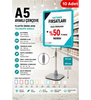 10 Adet - A5 Ayaklı Çerçeve Seti Plastik Ördek Ayak Teleskopik Borulu Fiyat Etiketliği Yönlendirme Levhası Menü Panosu Turkuaz