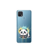 Oppo A15S ile Uyumlu Splash Panda Tasarımlı Şeffaf Silikon Kılıf