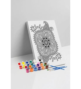 Kaplumbağa Desenli Mandala Tuval Boyama Seti 40x50 cm