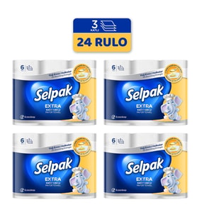 Selpak Extra 3 Katlı Kagıt Havlu 6 lı x 4 Adet 24 Rulo