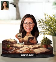 BK Gift Kişiye Özel Kadın Öğretmen Tasarımlı Karikatür Biblo -9, Öğretmene Hediye, Öğretmenler Günü Hediyesi