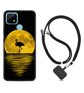 Realme C11 C21 C21Y C25Y C11 2021 Kılıf Boyun Askılı Silikon Ay ve Flamingo 1775