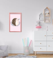 BK Home Sevimli Kirpi Tasarımlı Dekoratif Pembe Ahşap Çerçeveli Çocuk Odası Tablo-2