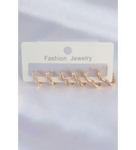 Pirinç Gold Renk Kalp Model Küpe Seti