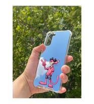 Samsung S21 Plus Uyumlu Aynalı Pembe Panter Desenli Darbe Kamera Korumalı Silikon Telefon Kılıfı
