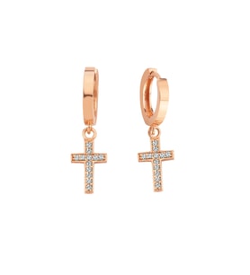 Rose Gümüş Sallantı Cross Küpe