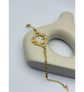 Çelik Gold Taşlı Tasarım Çeyreklik Bileklik - 26blk19
