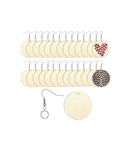 30 Parça 4 cm Ahşap Küpe, Kendin Tasarla, Boyanabilir Mdf Ahşap Küpe Kiti