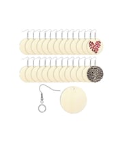 30 Parça 4 cm Ahşap Küpe, Kendin Tasarla, Boyanabilir Mdf Ahşap Küpe Kiti