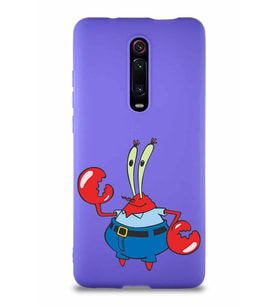 Xiaomi Redmi K20 Soft Premier Kapak Bay Yengeç Tasarımlı Silikon Kılıf - Mor (Şeffaf)