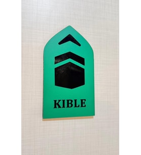 5'li Kıble Yön Levhası Otel Ev İşyeri Kıble Yön Gösterici Yeşil Pleksi Kendinden Yapışkanlı 8x14cm