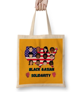 Black Asian Solidarity Stop AAPI Hate Bez Çanta Uzun Saplı